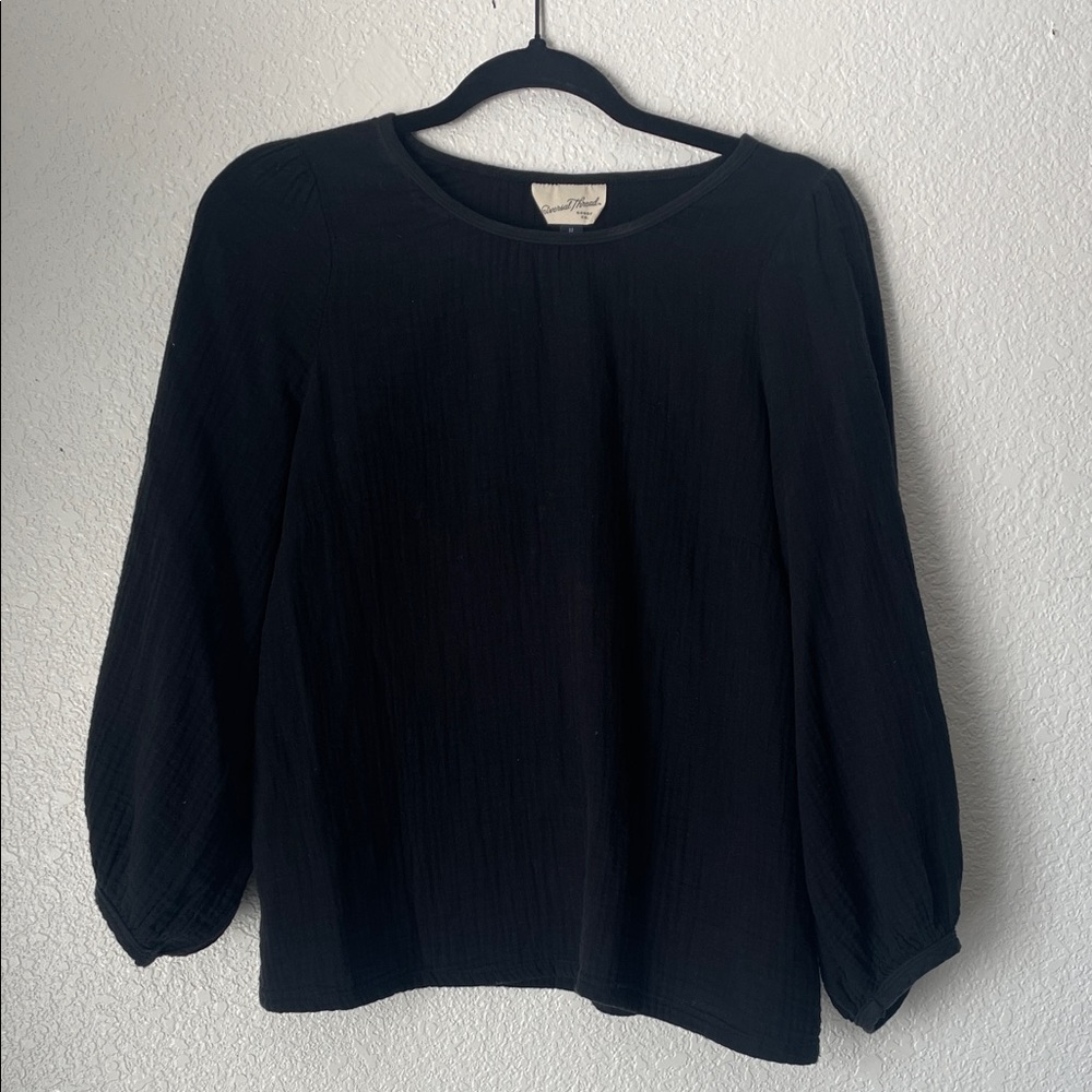 Universal Thread Goods Co. Black Gauze Peasant Blouse Women's size M